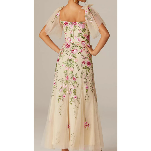 AW BRIDAL SZ 6 s cream Carmelita tulle embroidered floral maxi dress NWT B126 - Picture 2 of 8